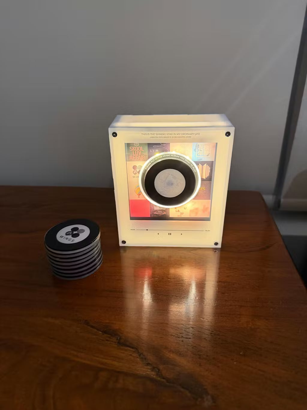 Personalised music box on shelf